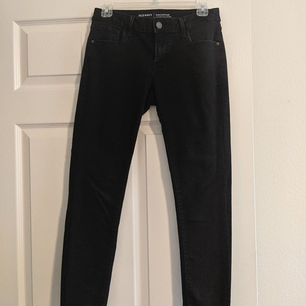Old Navy Rockstar Low Rise Skinny Jeans Black Sz 6